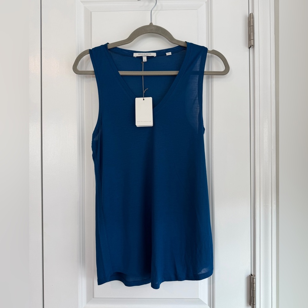 BELLA LUX Women’s Pullover V Neck Modal Tank Azul NWT Size XS